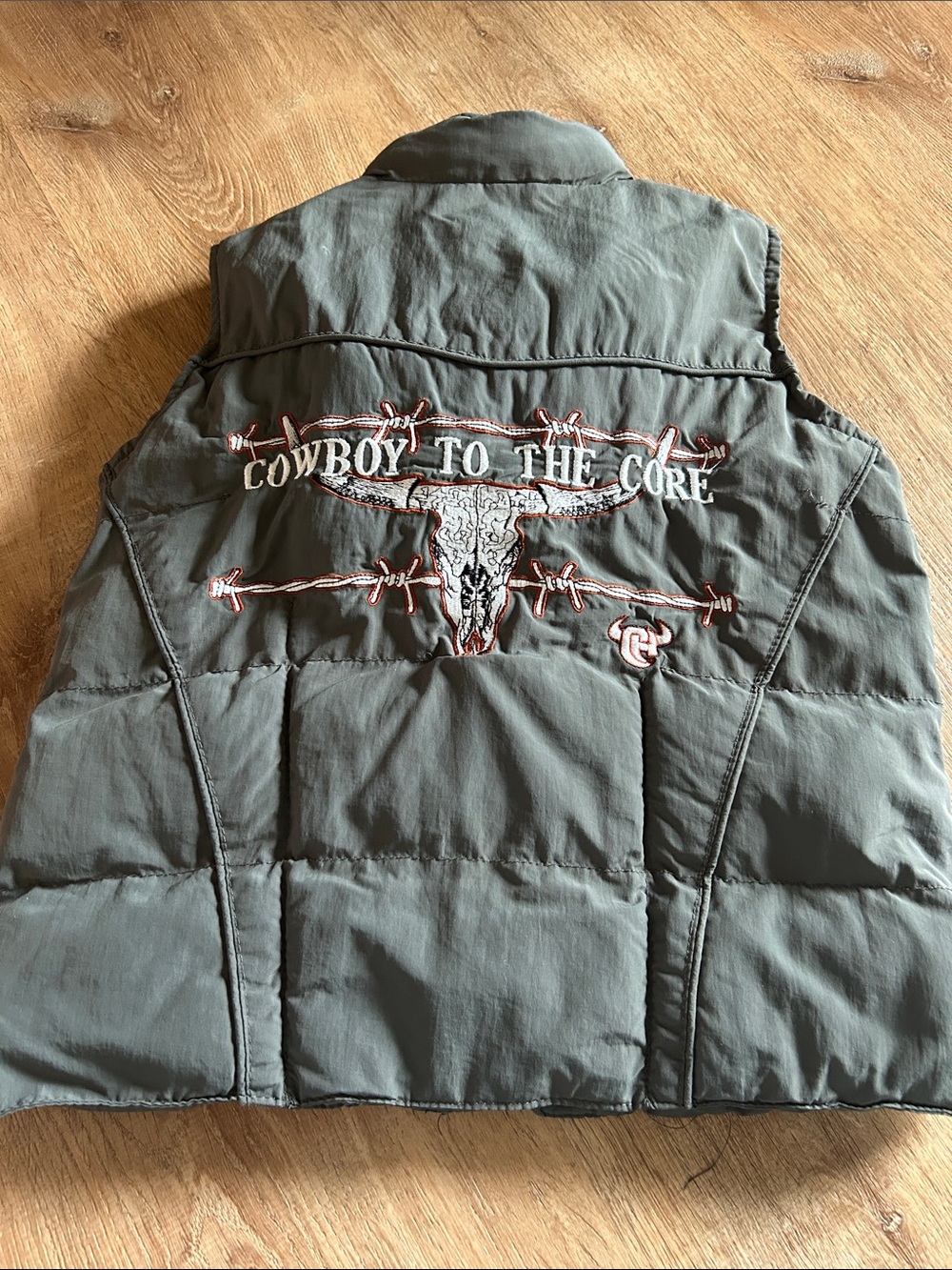 Cowboy To The Core Grey Puffer Vest